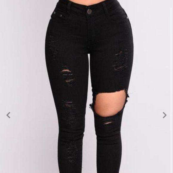 black ripped fashion nova jeans